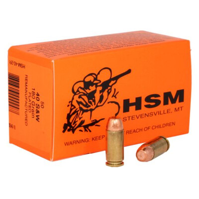 HSM Training .40 S&W Ammunition 50 Rounds Plated RNFP 180 Grain Remanufactured