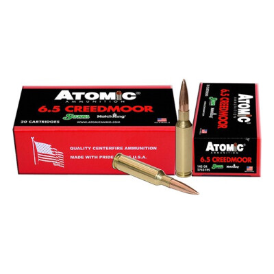 Atomic Ammo 6.5 Creedmoor Ammunition 20 Rounds BTHP Match 142 Grain