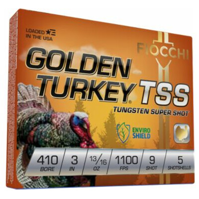 Fiocchi Golden Turkey TSS .410 Bore Ammo 3" #9 Tungsten Shot 13/16 oz