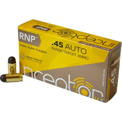 Polycase Inceptor Sport Utility 45 ACP Ammunition, 50 Rounds, 135gr Cu/P RNP, 1210fps
