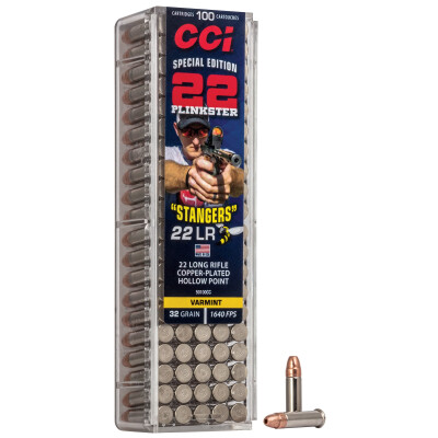 CCI "Stangers" .22 Long Rifle Ammunition 100 Round 32 Grain Copper Plated Hollow Point 1640fps