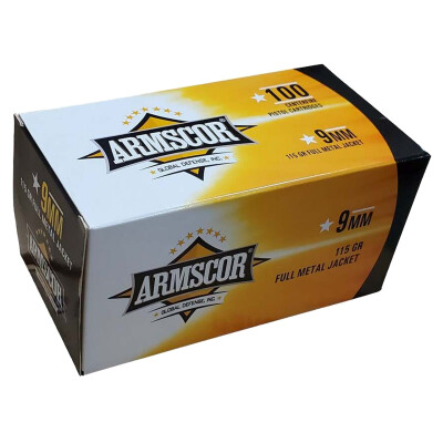 Armscor Precision 9mm Luger Ammunition 100 Rounds FMJ 115 Grain