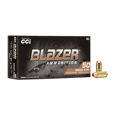 Blazer Brass 10mm Auto Ammunition 50 Rounds FMJ 180 Grain