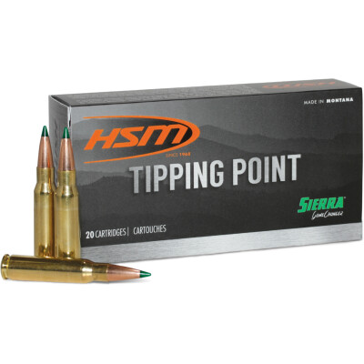 HSM Tipping Point 6.5 Creedmoor Ammunition 20 Rounds 130 Grain Sierra GameChanger Polymer Tipped HPBT