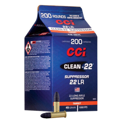CCI Clean-22 Suppressor .22 Long Rifle Ammunition 200 Rounds LRN 45 Grain