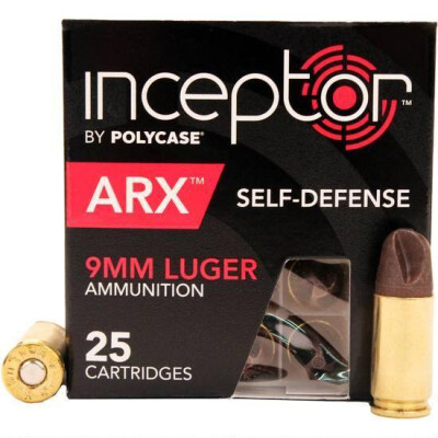 Polycase Inceptor 9mm Luger 65 Grain Cu/P ARX 25 Rounds