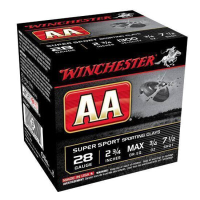 Winchester AA SuperSport 28 Gauge Ammunition 250 Rounds 2-3/4" #7.5 Lead 3/4oz