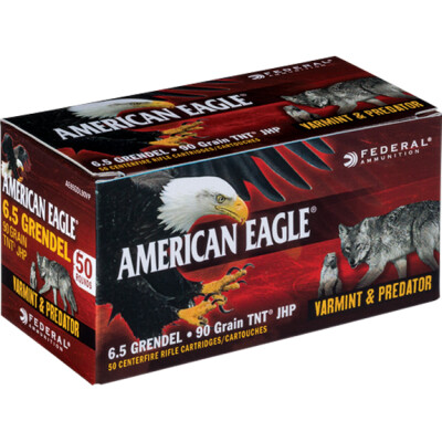 Federal American Eagle 6.5 Grendel Ammunition 50 Rounds 90 Grain Speer TNT JHP Bullet 3000fps