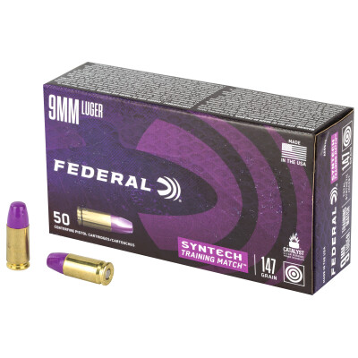 Federal Syntech Training Match 9mm Luger Ammunition 50 Rounds TSJ 147 Grain