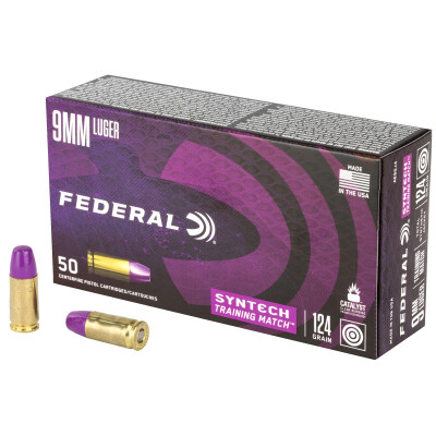 Federal Syntech Training Match 9mm Luger Ammunition 50 Rounds TSJ 124 Grain