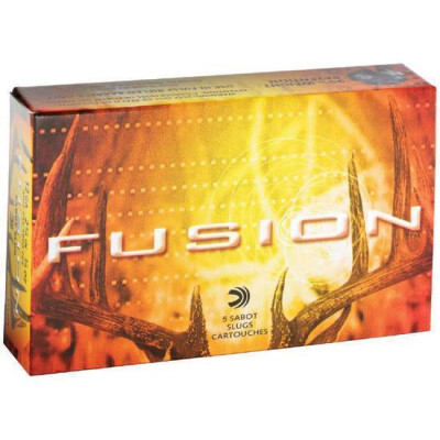 Ammo 20 Gauge Federal Fusion 3" Sabot Slug Copper Jacket Lead 7/8 Ounce 5 Round Box 1550 fps F209FS2
