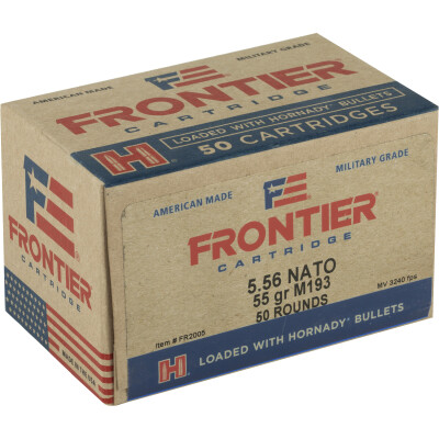 Hornady Frontier 5.56 NATO Ammunition 50 Rounds M193 FMJ 55 Grain