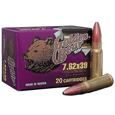 Golden Bear 7.62x39 123 Gr JHP 2,404 fps 500 Rounds