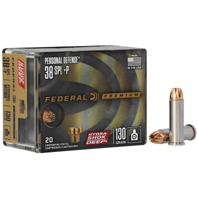 Federal Hydra-Shok Deep .38 Special +P Ammunition 20 Rounds 130 Grain