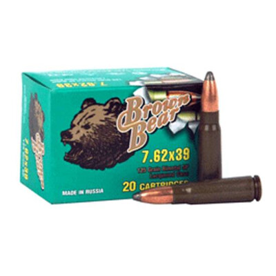 Ammo 7.62x39 Brown Bear 125 Grain Soft Point 2401 fps 500 Rounds AP762SP