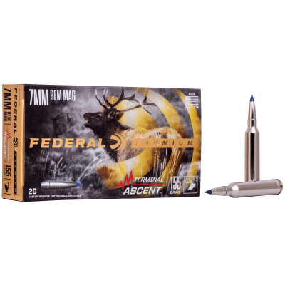 Federal Premium Terminal Ascent 7mm Rem Mag Ammunition 20 Rounds Bonded Polymer Tip 155 Grain