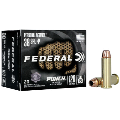Federal Punch Defense .38 Special +P Ammunition 20 Rounds JHP 120 Grain