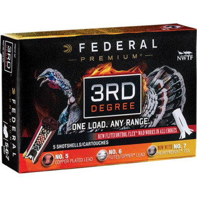Federal 3rd Degree 12 Gauge Ammunition 5 Rounds 3-1/2" #5/6/7 Mixed Pellet Three Stage Payload 2 Ounce 1250fps