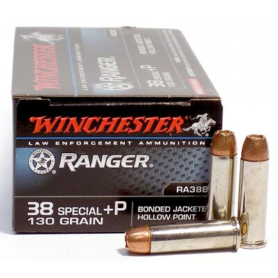 Winchester Ranger LE .38 Special +P Ammunition 50 Rounds JHP 130 Grain