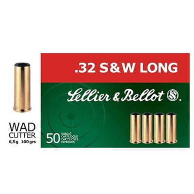 Sellier & Bellot .32 S&W Long Ammunition 50 Rounds LWC 100 Grain