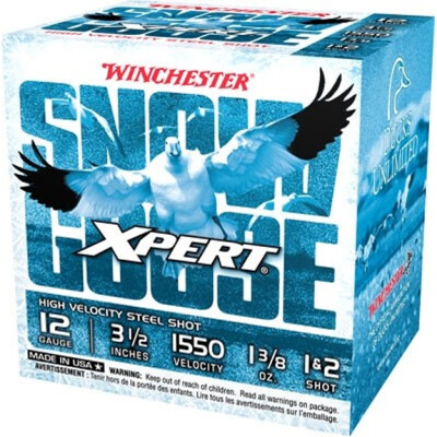 Winchester USA Xpert Snow Goose 12 Gauge Ammunition 25 Rounds 3-1/2" Shell #1 and #2 Steel Shot 1-3/8oz 1550fps