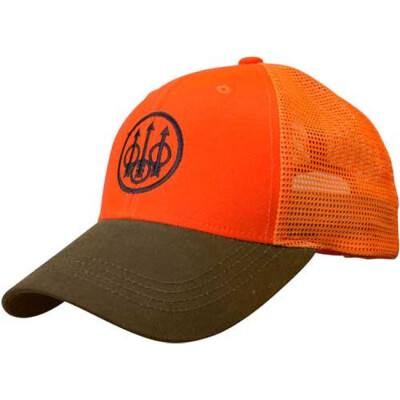 Beretta Truckers Cap Upland Blaze Mesh Back Patch OSFM Orange and Tobacco