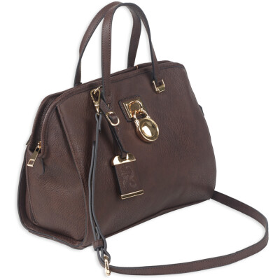 Bulldog Cases Satchel Style Purse 16"x9.5"x5.5" Leather Chocolate Brown