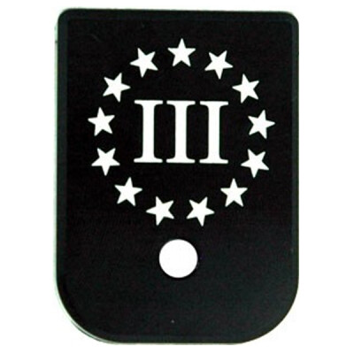 CruxOrd Magazine Base Plate for Glock Three Percent Flag Aluminum Black