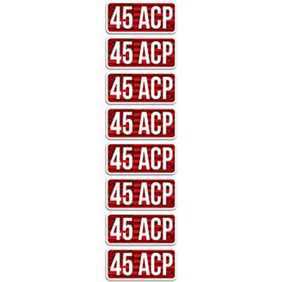 MTM Ammo Caliber Labels .45 ACP 8 Pack 2.25"x1.08" Red and White