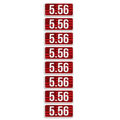 MTM Ammo Caliber Labels .5.56 8 Pack 2.25"x1.08" Red and White