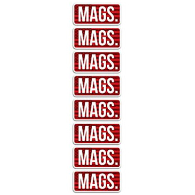 MTM Ammo Caliber Labels MAGS 8 Pack 2.25"x1.08" Red and White