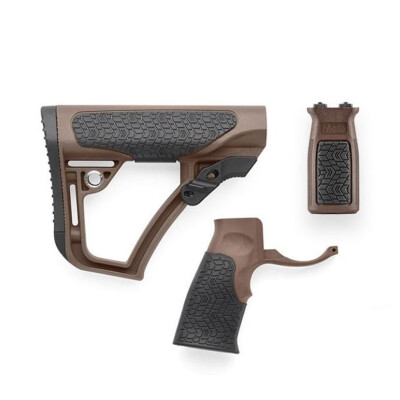 Daniel Defense AR-15 Furniture Kit Buttstock/Pistol Grip/M-LOK Vertical Foregrip Combo Mil-Spec Diameter Compatible Polymer Mil Spec+(Brown) Finish