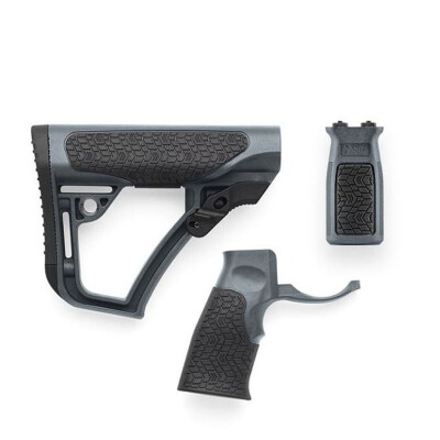 Daniel Defense AR-15 Furniture Kit Buttstock/Pistol Grip/M-LOK Vertical Foregrip Combo Mil-Spec Diameter Compatible Polymer Tornado Gray Finish