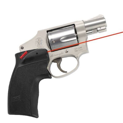 Crimson Trace Defender Series Accu-Grip Red Laser S&W J Frame Round Butt Revolver 1x 1/3N Lithium Battery Polymer Body Black DS-124