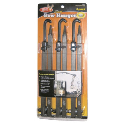HME Products Folding Bow Hanger 20" with Accessory Hooks Steel Black 3 Pack FBH3