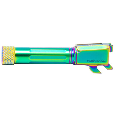 Faxon Match Series Drop In Barrel Fits S&W M&P Shield 9mm Luger Threaded 1/2x28 416R Stainless Steel Chameleon PVD Rainbow Finish