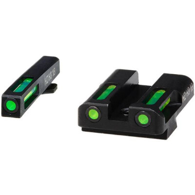 HIVIZ LITEWAVE H3 for Glock 10mm/.45 ACP/.45 GAP Green Tritium Fiber Optic Night Sight Set Steel Black