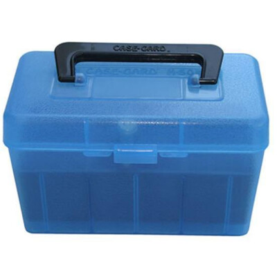 MTM Case-Gard Deluxe H-50 Series Rifle Ammo Box Small Holds 50 Rounds Clear Blue H50-RS-24