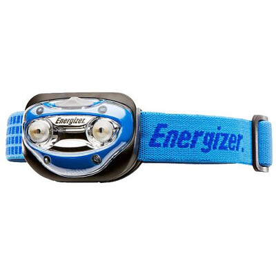 Energizer Vision LED Headlight 200 Lumens 3 AAA Batteries White LED Elastic Strap Polymer Blue and Black