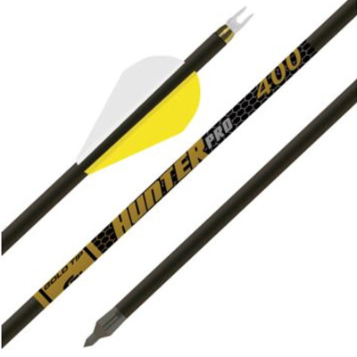 Gold Tip Hunter Pro Series Arrow 32" Shaft 400 Spine Push In Nocks 2" Vanes Smart Carbon Technology Black 6 Pack