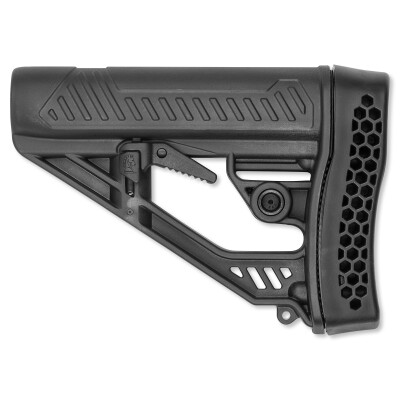 Adaptive Tactical EX Performance AR-15 Adjustable Stock Mil-Spec Diameter Vented Rubber Recoil Pad Polymer Matte Black AT-02012