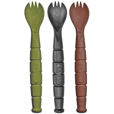 Ka-Bar Field Kit Spork Survival Tool Three Pack Brown Green and Black Creamid Construction