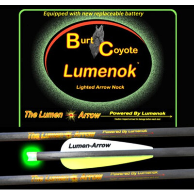 Lumenoks Burt Coyote Green Crescent Illuminated Crossbow Bolt 20" Carbon RB-425 Battery 319 Grains 3 Pack BECC3G