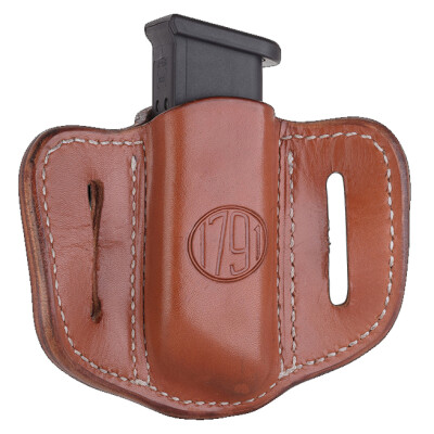 1791 Gunleather Double Stacked Polymer Magazine Single Magazine Pouch 1.2 OWB Ambidextrous Leather Classic Brown