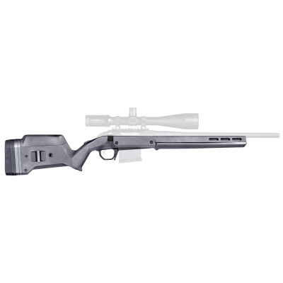 Magpul Hunter Stock for Ruger American Short Action Calibers M-LOK Modular Attachment Slots Aluminum Bedding Block Adjustable LOP Spacers Polymer Gray