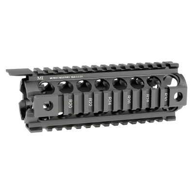 Midwest Industries AR-15 Gen 2 Two Piece Drop In Carbine Length Hand Guard Quad Rail 6061 Aluminum Hard Coat Anodized Matte Black