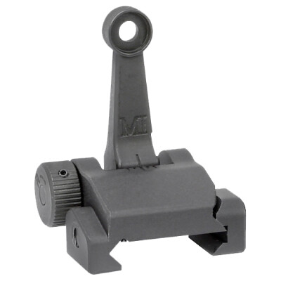 Midwest Industries AR-15 Combat Rifle Flip Up Rear Sight Mil-Spec Height 6061 Aluminum Base Matte Black Finish