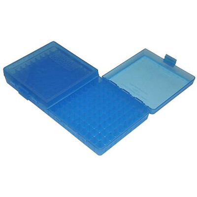 MTM Case-Gard P-200 Series Flip Top Handgun Ammo Box 9mm Luger/9mm Makarov/.380 ACP/.30 Luger Holds 200 Rounds Clear Blue