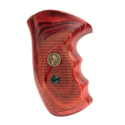 Pachmayr Renegade Deluxe Wood Laminate Revolver Grips S&W K/L Frame Round Butt Revolver Checkered Cut Panels Rosewood