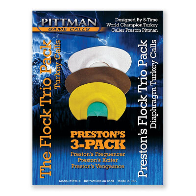 Pittman Game Calls Preston's Flock Trio Pack Diaphragm Turkey Call